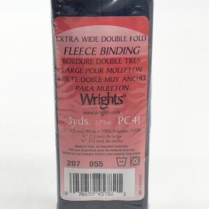Wrights Extra Wide Double Fold Fleece Binding Navy 3 Yards 1/2 Inch 207 055 Sew